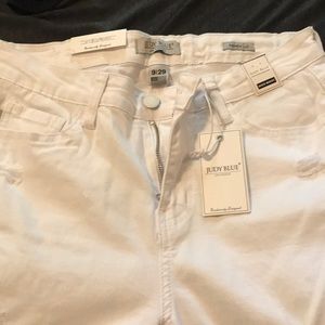 Just Blue high waist white jeans with lace